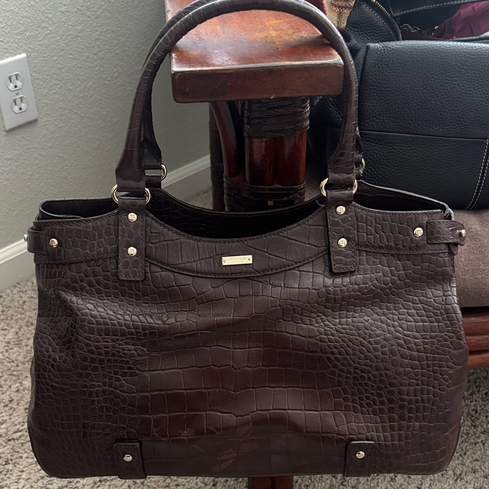 Brown Croc-Embossed Women's Tote Bag
